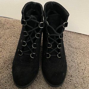 Black Wedge Booties